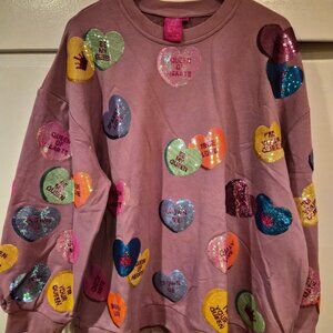 Queen of Sparkles Sequin Conversation Heart Sweatshirt